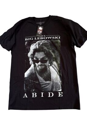 The Big Lebowski The Dude Abide Men’s Graphic T-Shirt Size Medium Black
